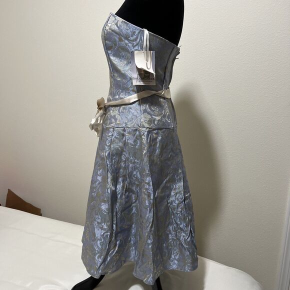 NWT Jessica McClintock Dress Y2K VTG Womens 6 Blue Strapless Fit & Flare Midi - Picture 10 of 15